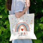 Personalisierte wiederverwendbare Stern Regenbogen Canvas Tasche mit Namen Reisezubehör Geburtstag zurück zu Schule Geschenk für Kinder