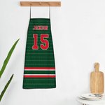 Delantal de deporte a rayas multicolor personalizado con nombre y número Regalo de inauguración de la casa Cumpleaños para chefs amantes del deporte