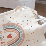 Personalisierte wiederverwendbare Stern Regenbogen Canvas Tasche mit Namen Reisezubehör Geburtstag zurück zu Schule Geschenk für Kinder