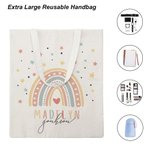Personalisierte wiederverwendbare Stern Regenbogen Canvas Tasche mit Namen Reisezubehör Geburtstag zurück zu Schule Geschenk für Kinder