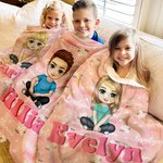 Personalized Pink Daisy Floral Cartoon Character Soft Throw Blanket with Name Home Nursery Decor Birthday Baby Shower Gift for Girls Boys 