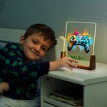 Personalisierte bunte Splash Ink Gamepad LED-Nachtlicht mit Pixel Name und hölzerne Basis Kinderzimmer Dekoration Geburtstagsgeschenk für Kinder