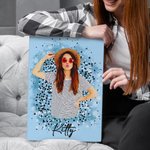 Personalisierte Faux Glitter Ölmalerei Effekt Foto Leinwand Gemälde Geburtstag Home Decor Memorial Geschenk für Familie Freund