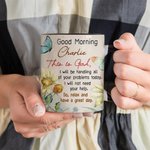 Personalized Good Morning This is God Christian 11oz Ceramic Mug with Name Birthday Religious Inspirational Gift for Women