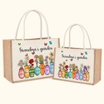Personalizada Mamá Abuela Jardín 1-10 Nacimiento Flores Jarrón Bolsa de asas con nombres Cumpleaños Día de la Madre Regalo para la familia Mujeres