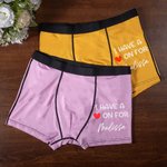 Personalised I Have A Heart On For Brief Boxer with Name Men's Underwear Valentine's Day Anniversary Birthday Gift for Husband Boyfriend