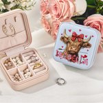 Personalized Coquette Bow Love Highland Cow PU Leather Jewellery Box with Name Travel Essentials Birthday Valentine’s Day Gift for Women