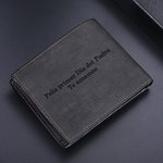 Cartera plegable personalizada de cuero PU con foto texto grabado y múltiples ranuras para tarjetas regalo para el Día del Padre o aniversario
