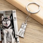 Personalised Engraved Pet Photo Keychain with Text  Birthday Gift for Pet Lover