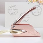Personalized Flower Leaf Name Logo Book Embossing Stamp Engraved Hand-held Embosser Set Birthday Library Book Club Gift for Bookworms Readers