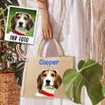 Personalisierte Haustierporträt Ölmalerei-Stil Jute Tragetasche mit Namen Wiederverwendbares Reisezubehör Geburtstag Geschenk für Tierliebhaber