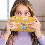 Personalisierte tragbare große Kapazität niedlichen Dinosaurier Wolke Kulturtasche mit Namen und Griff Geburtstag Kindertag zurück-zu-Schule Geschenk für Kinder