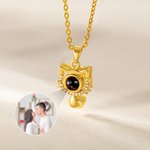 Personlig Cat Outline Zircon Photo Projection Halskjede Dainty Memory Smykker Bursdag Jubileum Gave til kvinner Cat Lovers