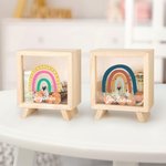 Personalized Rainbow Clear Wood Money Box Piggy Bank with Name Nursery Decor Birthday Baby Shower Gift for Kids