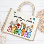 Personalizada Mamá Abuela Jardín 1-10 Nacimiento Flores Jarrón Bolsa de asas con nombres Cumpleaños Día de la Madre Regalo para la familia Mujeres