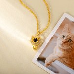 Personlig Cat Outline Zircon Photo Projection Halskjede Dainty Memory Smykker Bursdag Jubileum Gave til kvinner Cat Lovers