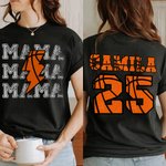 Personalized Lightning Basketball Football Design 100% Cotton T-shirt with Title Number and Name Game Day Birthday Gift for Family