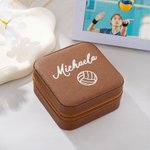 Boîte à bijoux personnalisée en cuir PU avec nom Cadeau d'anniversaire pour les amoureux du sport