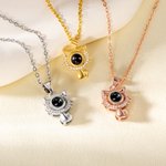 Personlig Cat Outline Zircon Photo Projection Halskjede Dainty Memory Smykker Bursdag Jubileum Gave til kvinner Cat Lovers