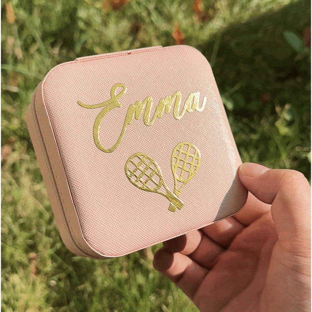 Boîte à bijoux personnalisée en cuir PU avec nom Cadeau d'anniversaire pour les amoureux du sport