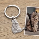 Personalised Engraved Pet Photo Keychain with Text  Birthday Gift for Pet Lover