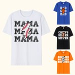 Personalized Lightning Basketball Football Design 100% Cotton T-shirt with Title Number and Name Game Day Birthday Gift for Family
