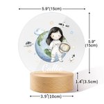 Personalized Cartoon Planet Astronaut Acrylic LED Night Light with Wooden Base and Name Birthday Children's Room Decor Gift for Boys Girls