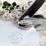 Personalized Flower Leaf Name Logo Book Embossing Stamp Engraved Hand-held Embosser Set Birthday Library Book Club Gift for Bookworms Readers