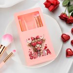 Gepersonaliseerde Coquette Bow Love Highland Cow Make-up Brush Box Set met Naam 5 stuks borstels en spiegel Valentijnsdag Verjaardagscadeau voor vrouwen