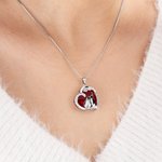 Gepersonaliseerde hart kristal zirkoon pinguïn paar hanger ketting met gegraveerde namen Valentijnsdag jubileum cadeau voor geliefde