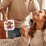 Personalized Coquette Bow Love Highland Cow PU Leather Jewellery Box with Name Travel Essentials Birthday Valentine’s Day Gift for Women