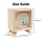 Personalized Rainbow Clear Wood Money Box Piggy Bank with Name Nursery Decor Birthday Baby Shower Gift for Kids