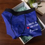 Personalised I Have A Heart On For Brief Boxer with Name Men's Underwear Valentine's Day Anniversary Birthday Gift for Husband Boyfriend