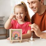 Personalized Rainbow Clear Wood Money Box Piggy Bank with Name Nursery Decor Birthday Baby Shower Gift for Kids