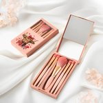 Gepersonaliseerde Coquette Bow Love Highland Cow Make-up Brush Box Set met Naam 5 stuks borstels en spiegel Valentijnsdag Verjaardagscadeau voor vrouwen
