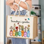 Personalizada Mamá Abuela Jardín 1-10 Nacimiento Flores Jarrón Bolsa de asas con nombres Cumpleaños Día de la Madre Regalo para la familia Mujeres
