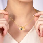 Personalised Double Hollow Heart Zircon Photo Projection Necklace Dainty Jewellery Valentine's Day Birthday Anniversary Gift for Women