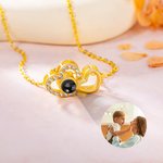 Personalised Double Hollow Heart Zircon Photo Projection Necklace Dainty Jewellery Valentine's Day Birthday Anniversary Gift for Women