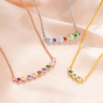 Personalized 1-12 Birthstone Sterling Silver Family Necklace Minimalist Jewelry Mother's Day Birthday Gift for Women