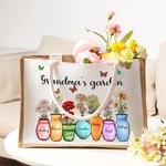 Personalizada Mamá Abuela Jardín 1-10 Nacimiento Flores Jarrón Bolsa de asas con nombres Cumpleaños Día de la Madre Regalo para la familia Mujeres