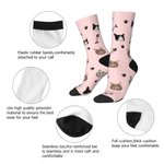 Chaussettes personnalisées en forme d'arête de poisson avec visage de chat multicolore et nom Cadeau d'anniversaire pour les propriétaires d'animaux de compagnie.