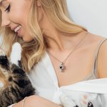 Personlig Cat Outline Zircon Photo Projection Halskjede Dainty Memory Smykker Bursdag Jubileum Gave til kvinner Cat Lovers