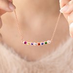 Personalized 1-12 Birthstone Sterling Silver Family Necklace Minimalist Jewelry Mother's Day Birthday Gift for Women