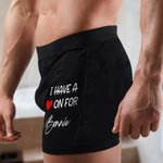 Personalised I Have A Heart On For Brief Boxer with Name Men's Underwear Valentine's Day Anniversary Birthday Gift for Husband Boyfriend