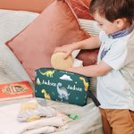 Personalisierte tragbare große Kapazität niedlichen Dinosaurier Wolke Kulturtasche mit Namen und Griff Geburtstag Kindertag zurück-zu-Schule Geschenk für Kinder