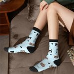 Chaussettes personnalisées en forme d'arête de poisson avec visage de chat multicolore et nom Cadeau d'anniversaire pour les propriétaires d'animaux de compagnie.