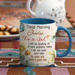 Personalized Good Morning This is God Christian 11oz Ceramic Mug with Name Birthday Religious Inspirational Gift for Women