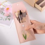 Personalisierte Gold-Edged Geburt Blume PU Leder Make-up Pinsel Tasche Set mit Namen und 8 Stück Make-up Pinsel Geburtstag Geschenk für Frauen Mädchen