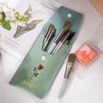 Personalisierte Gold-Edged Geburt Blume PU Leder Make-up Pinsel Tasche Set mit Namen und 8 Stück Make-up Pinsel Geburtstag Geschenk für Frauen Mädchen