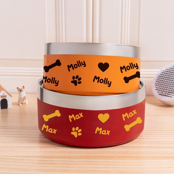 Personalized Stainless Steel Cute Paw Dog Feeding Supplies Bowl with Name Birthday Gifts for Pet Lover